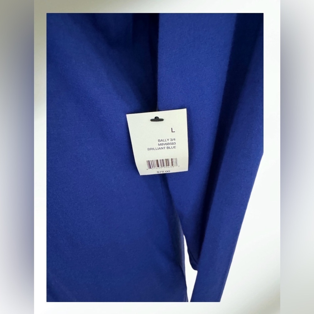 Tahari Blue V-Neck Top Three-Quarter Sleeve Large - Picture 4 of 12